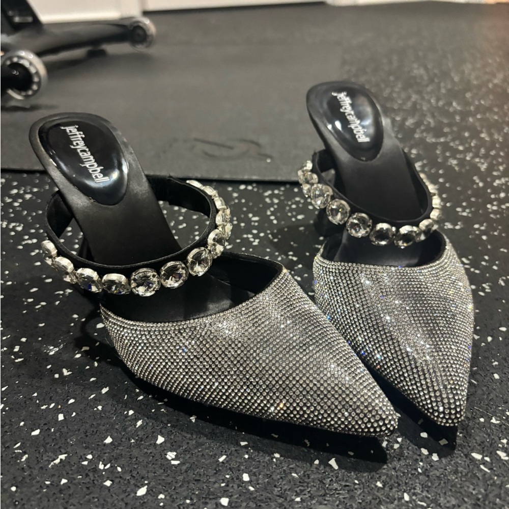 Jeffrey Campbell Black and Silver Rhinestone Heels - Picture 2 of 4